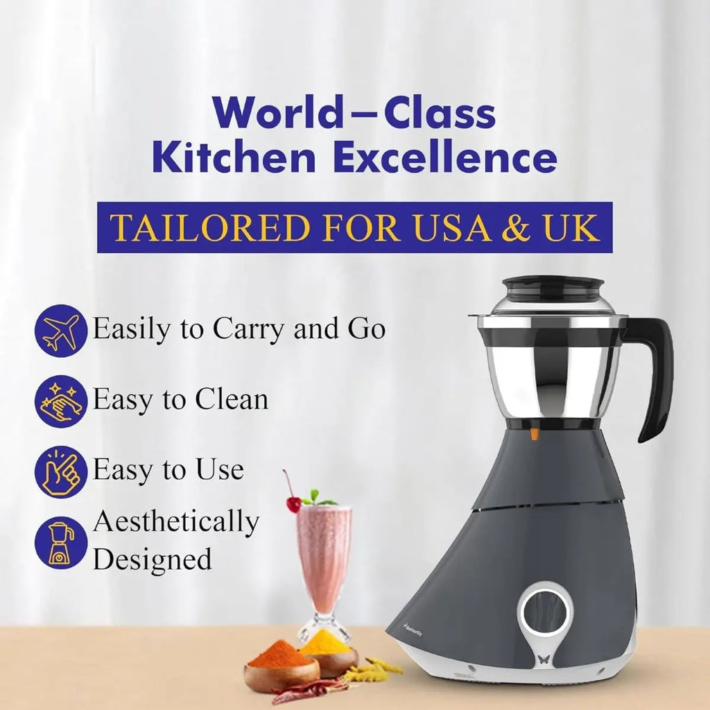 Butterfly Matchless Mixer Grinder 4J, 110 V, Grey, 550 Watts