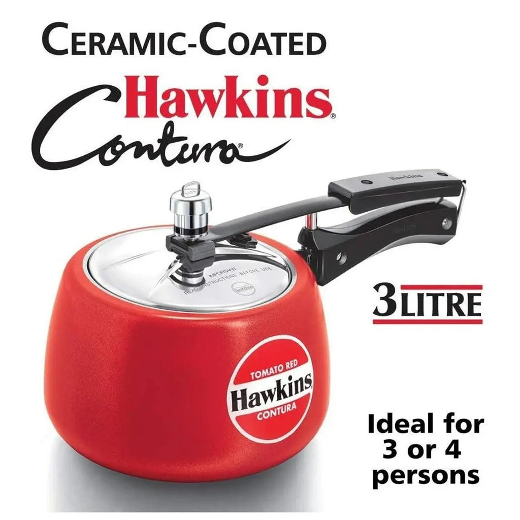 Hawkins Stainless Steel Contura Pressure Cooker 3L Tomato Red