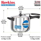 Hawkins Stainless Steel Pressure Cooker 5L