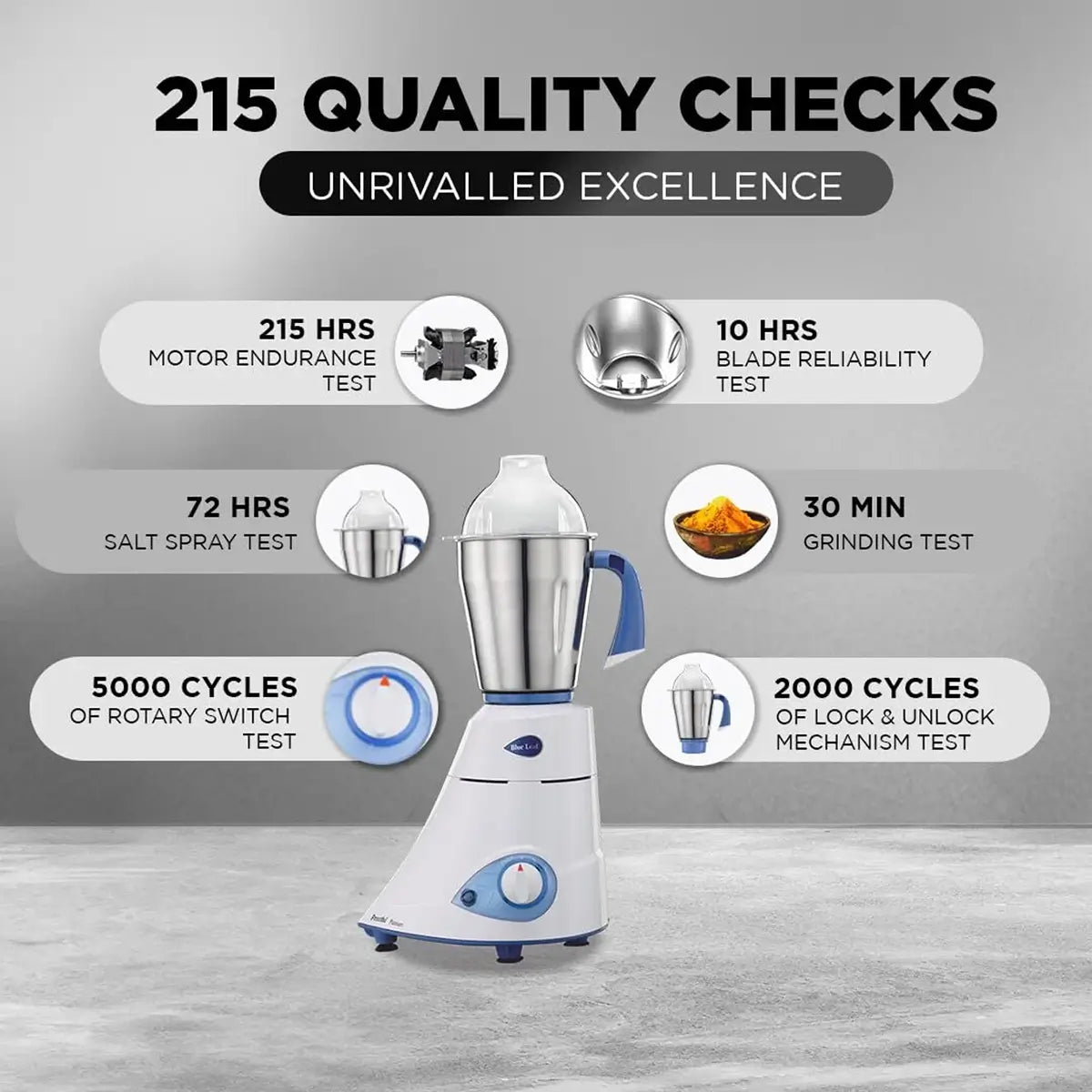 Preethi Blue Leaf Platinum 110V Mixer Grinder - 550W - 3 Jars + 2 Containner