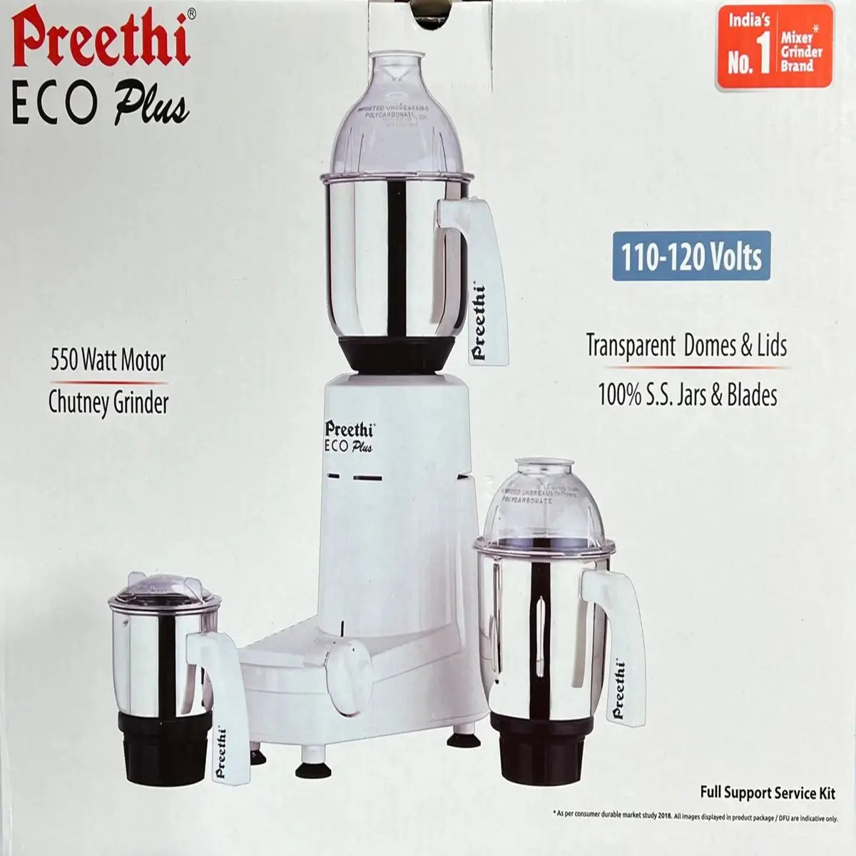 Preethi Eco Plus 110 V Mixer Grinder - 550W - 3 Jars