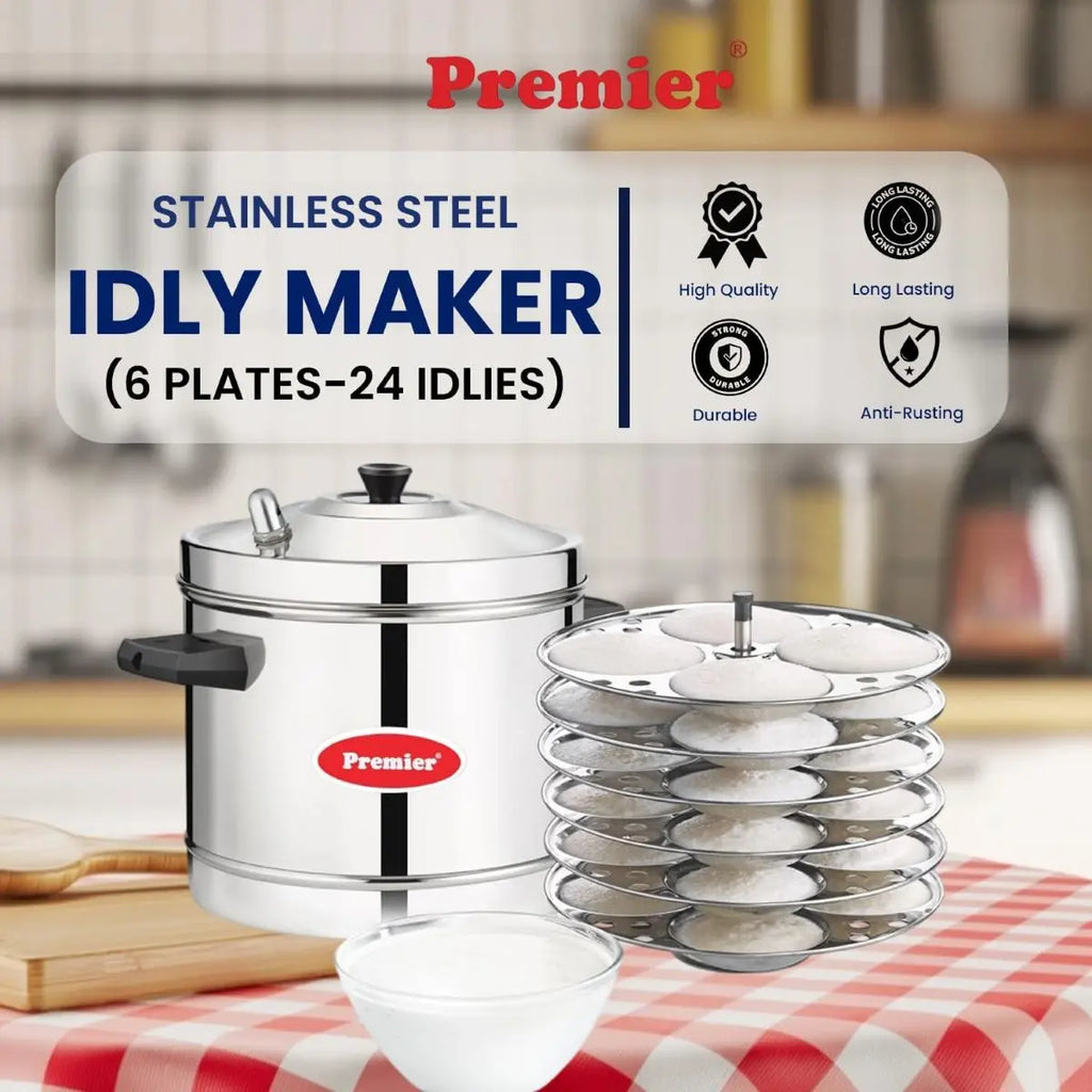 Premier Stainless Steel Idli Cooker with 6 Plates
