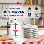 Premier Stainless Steel Idli Cooker with 6 Plates