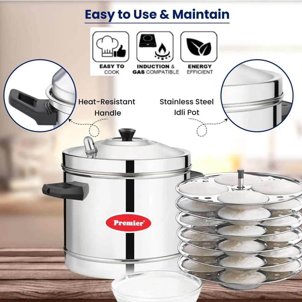 Premier Stainless Steel Idli Cooker with 6 Plates
