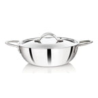 Premier Elite Stainless Steel Triply Kadai with Lid 20CM