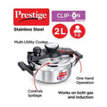 Prestige Clip-On Mini Svachh Stainless Steel Pressure Cooker 2L