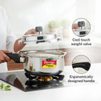 Prestige Stainless Steel Pressure Cooker - 2 Litre | Deluxe Alpha Svachh Outer Lid