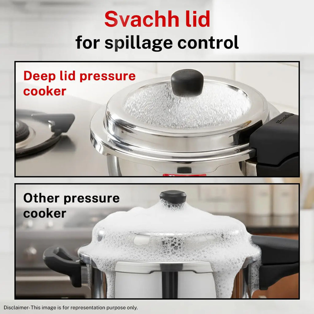 Prestige Stainless Steel Pressure Cooker - 2 Litre | Deluxe Alpha Svachh Outer Lid