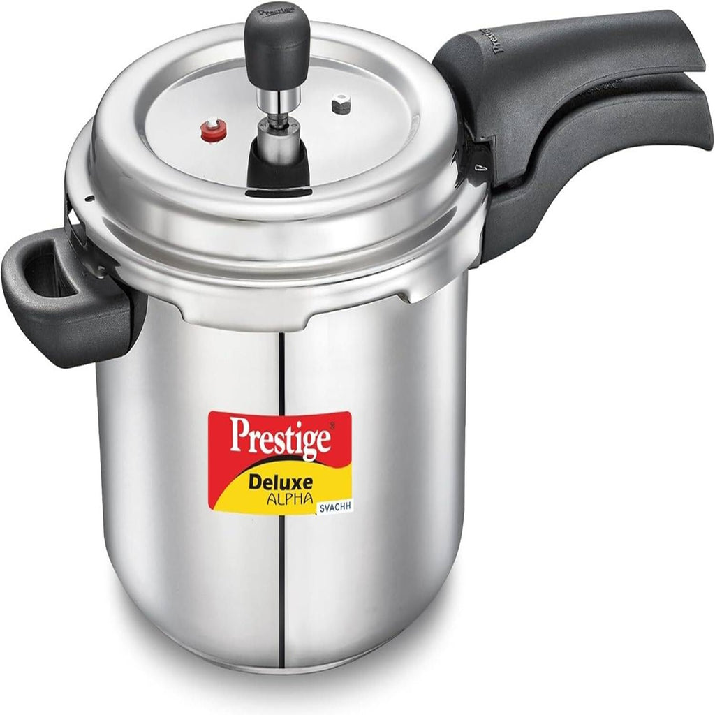 Prestige Svachh Delxue Alpha Stainless Steel 4L Pressure Cooker - Spillage Control