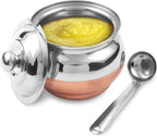Copper Coated Stainless Steel Ghee Pot Medium with Spoon