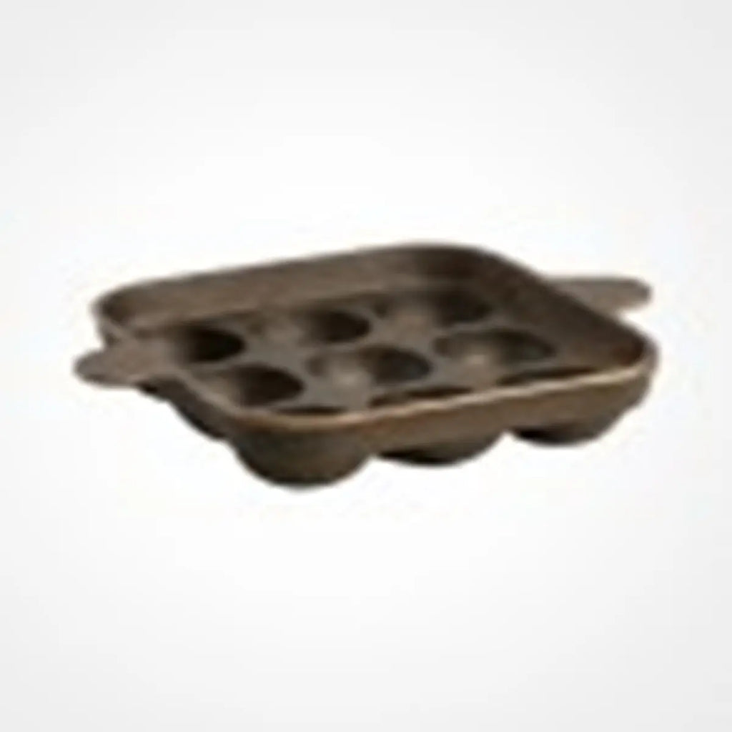 Shrinica Cast Iron Square Paniyaram Pan 9 Kuzhi 18.5 Cm