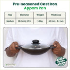 Srinica Cast Iron Appam Pan with Lid