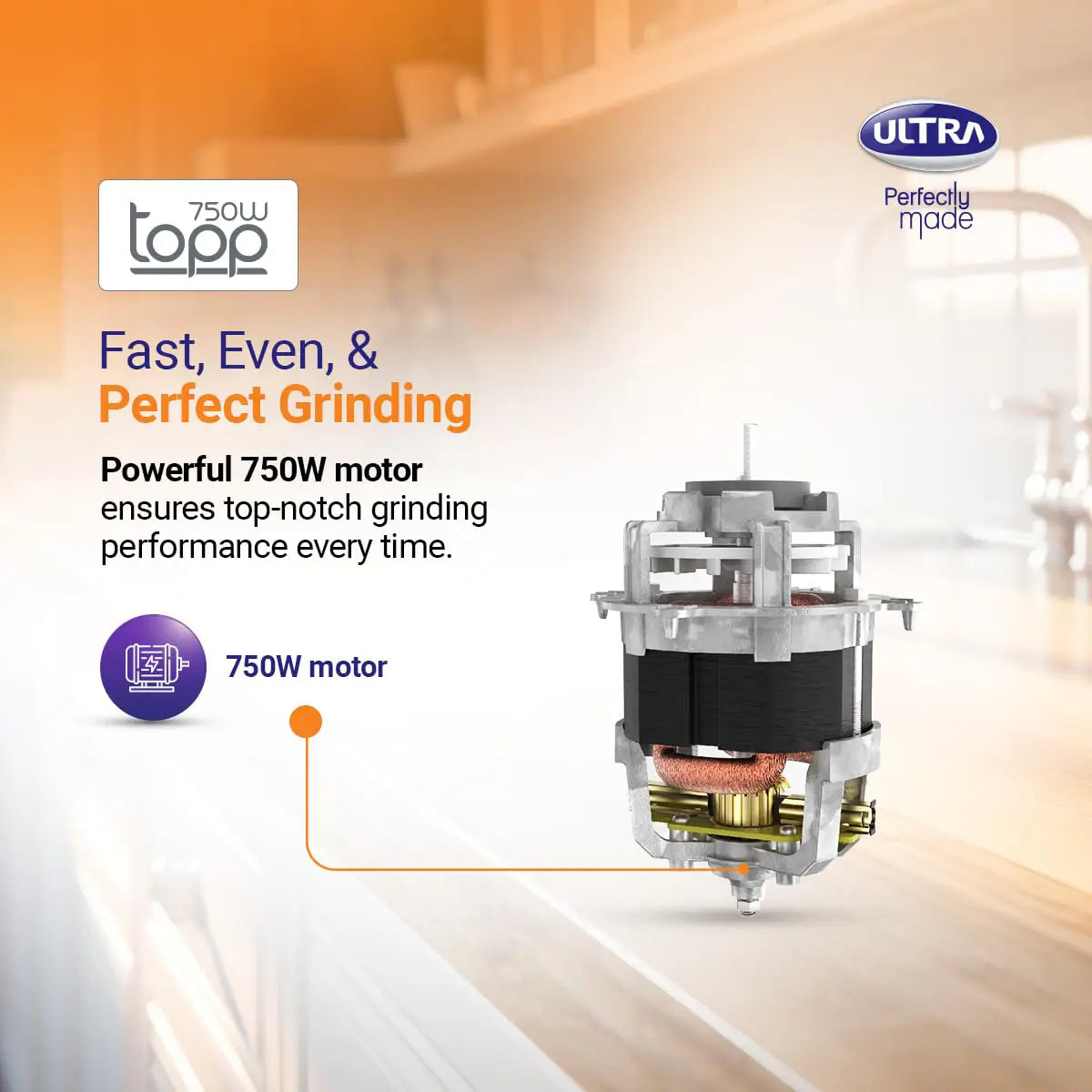 ULTRA Topp Blue 750 W Mixer Grinder | 3 Jars)