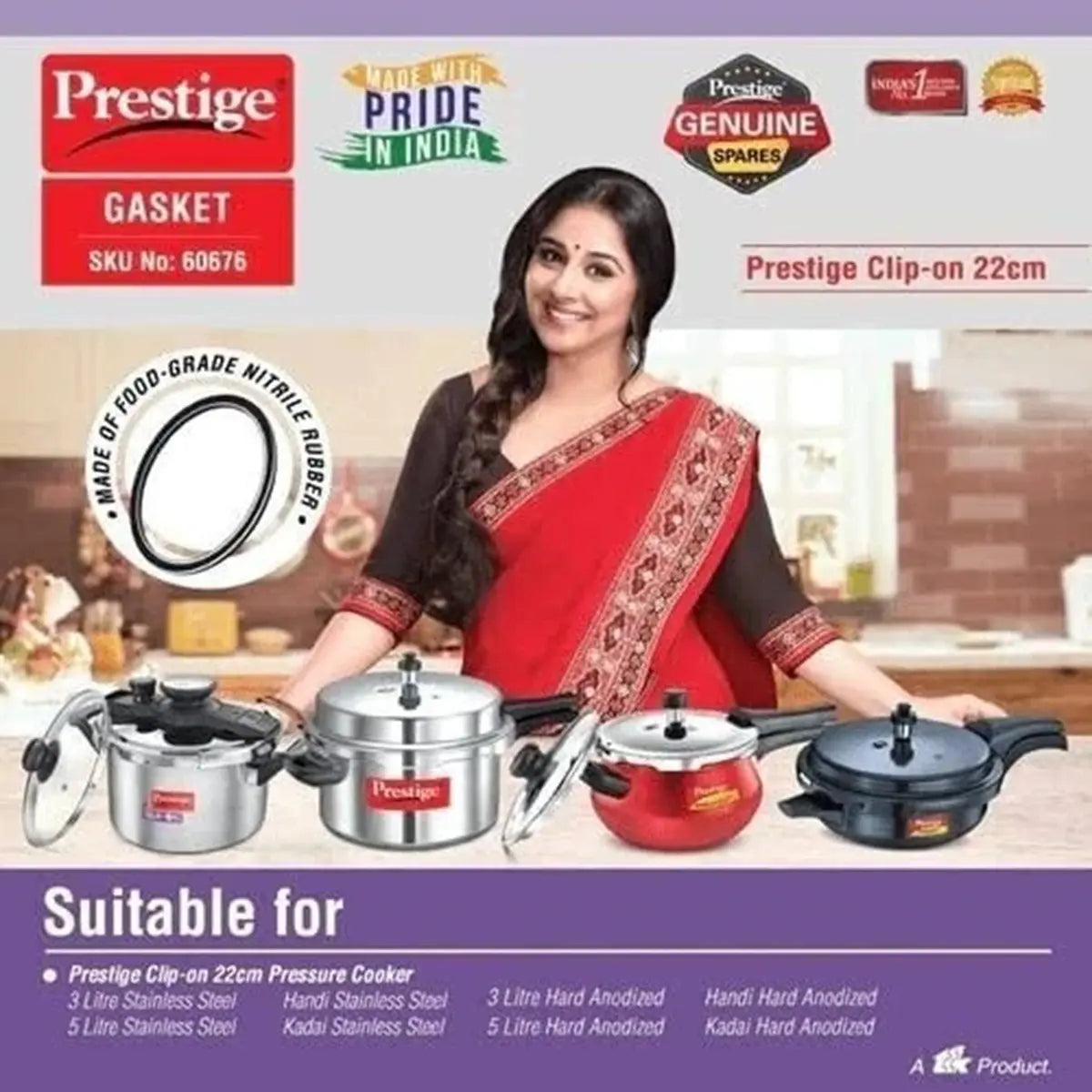Prestige Clip-on Svachh 22cm Pressure Cooker Gasket SKU No 60676 - Pressure Cooker Spares
